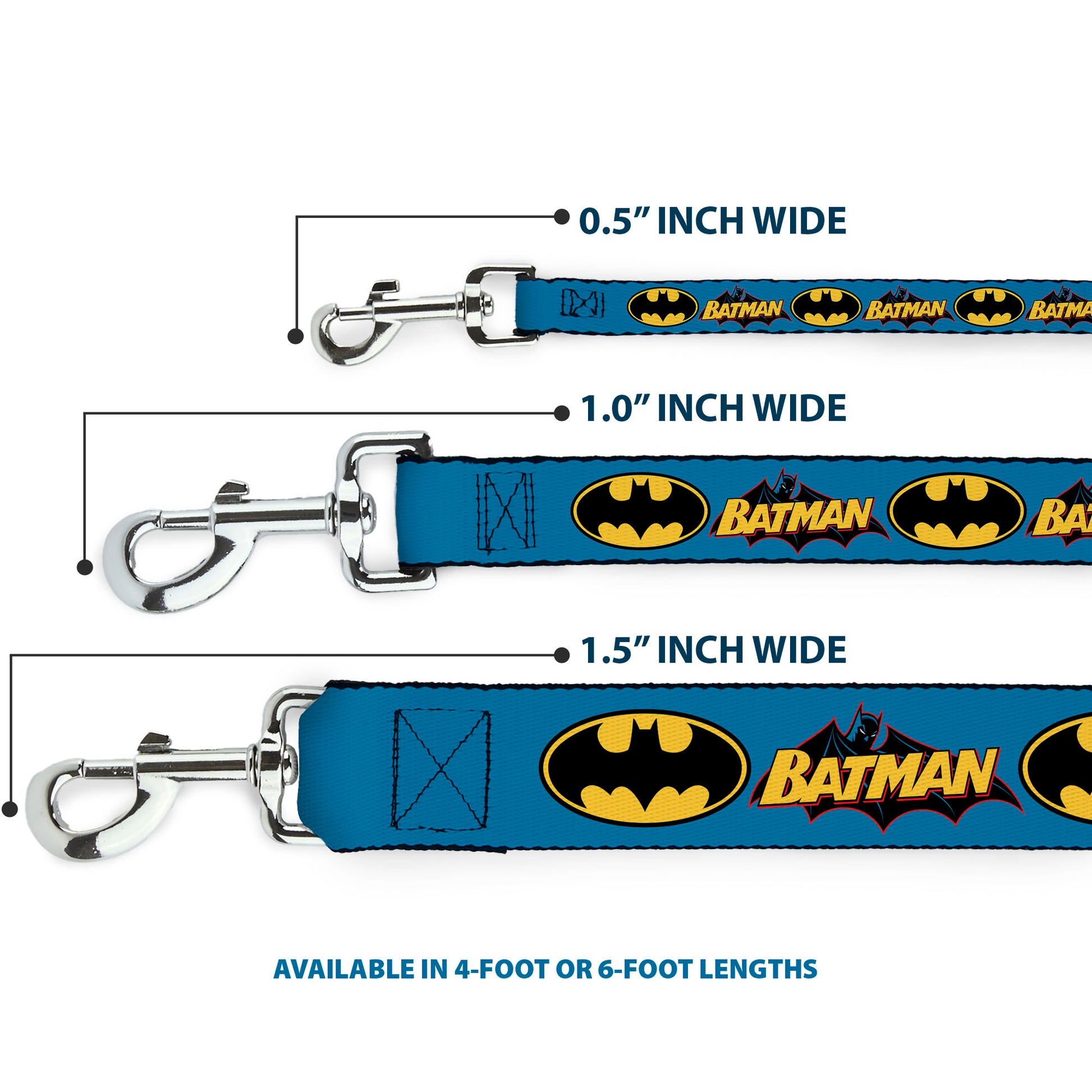 Dog Leash - Vintage Batman Logo & Bat Signal Blue Dog Leashes DC Comics