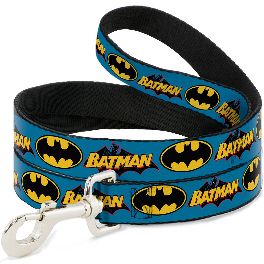 Dog Leash - Vintage Batman Logo & Bat Signal Blue Dog Leashes DC Comics