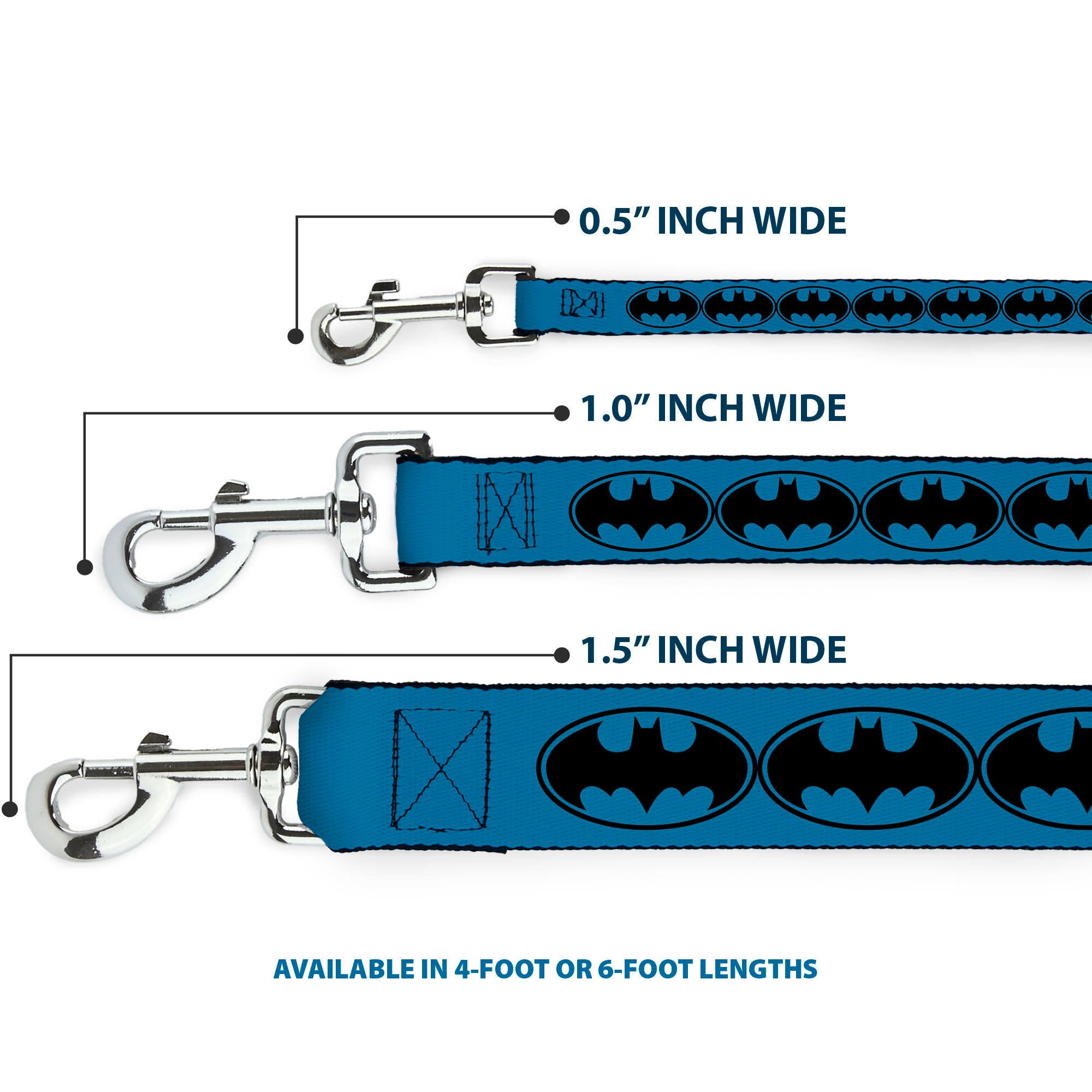 Dog Leash - Bat Signal-3 Blue/Black/Blue Dog Leashes DC Comics
