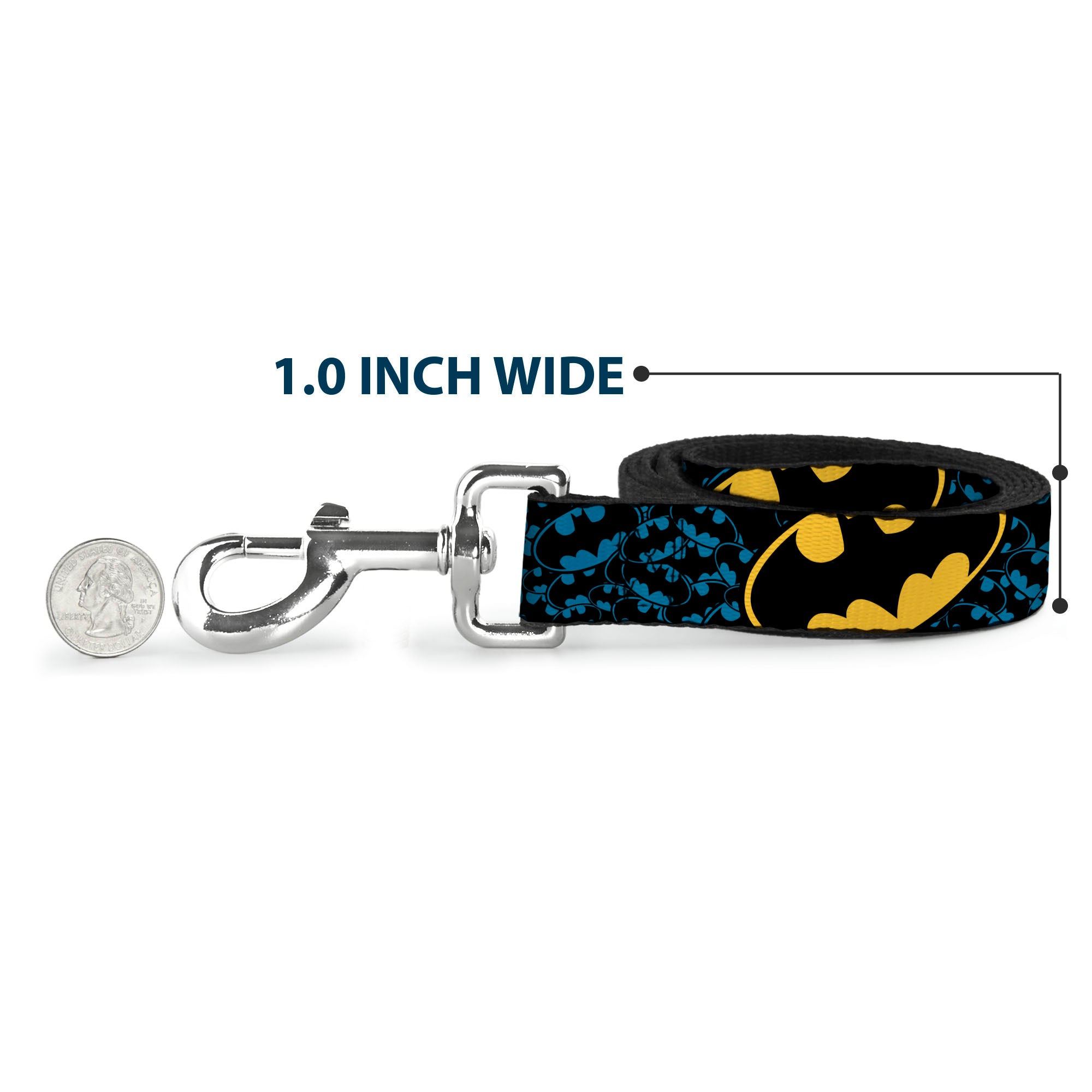 Dog Leash - Bat Signals Stacked w/CLOSE-UP Blue/Black/Yellow Dog Leashes DC Comics