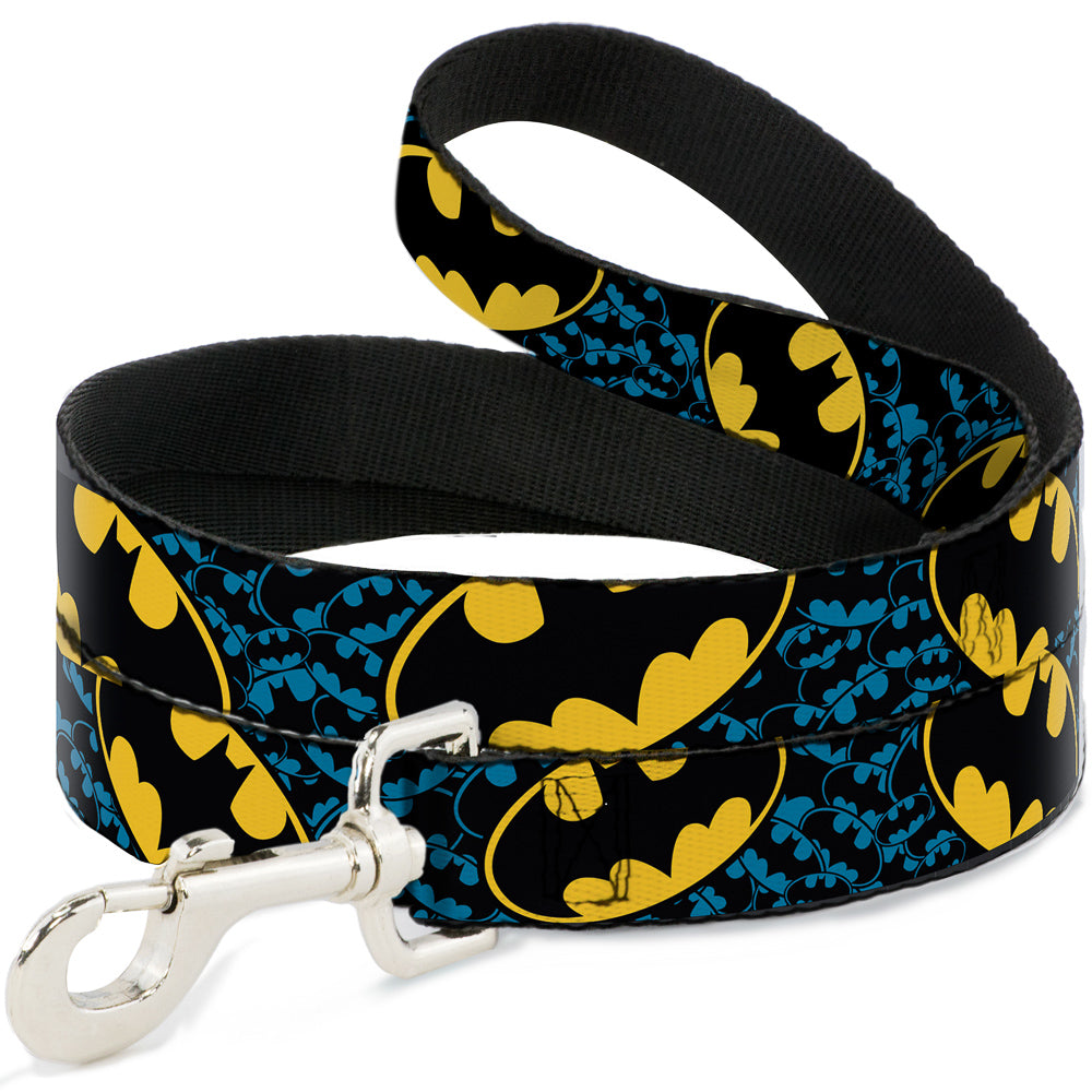 Dog Leash - Bat Signals Stacked w/CLOSE-UP Blue/Black/Yellow Dog Leashes DC Comics