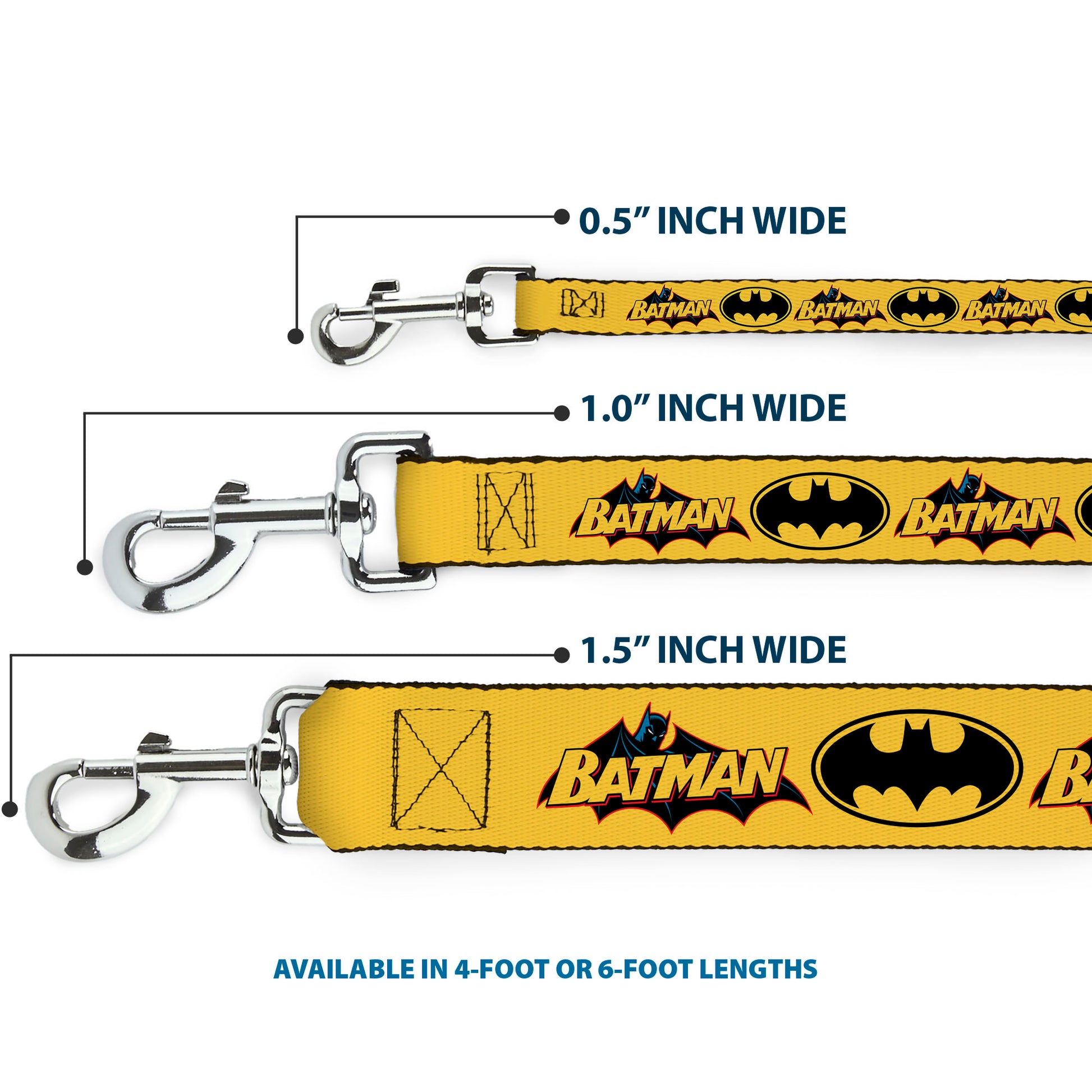 Dog Leash - Vintage Batman Logo & Bat Signal-3 Yellow Dog Leashes DC Comics