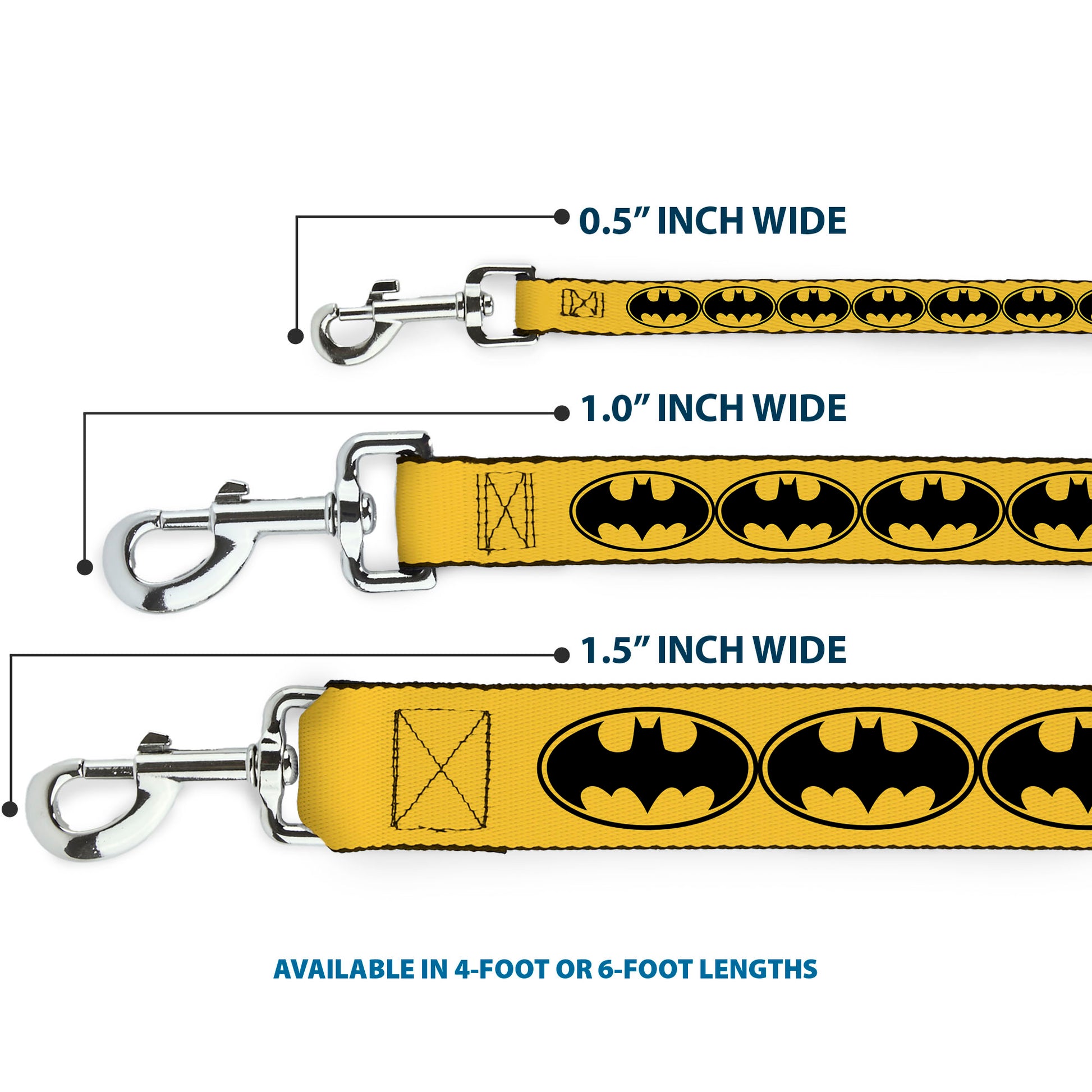 Dog Leash - Bat Signal-3 Yellow/Black/Yellow Dog Leashes DC Comics