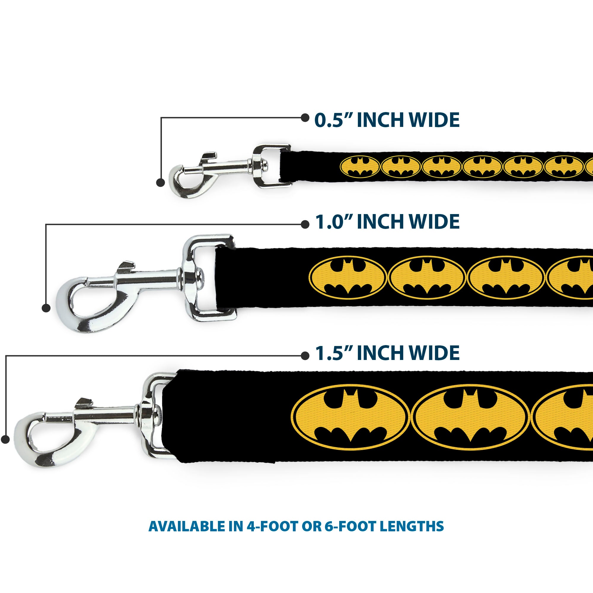 Dog Leash - Bat Signal-3 Black/Yellow/Black Dog Leashes DC Comics
