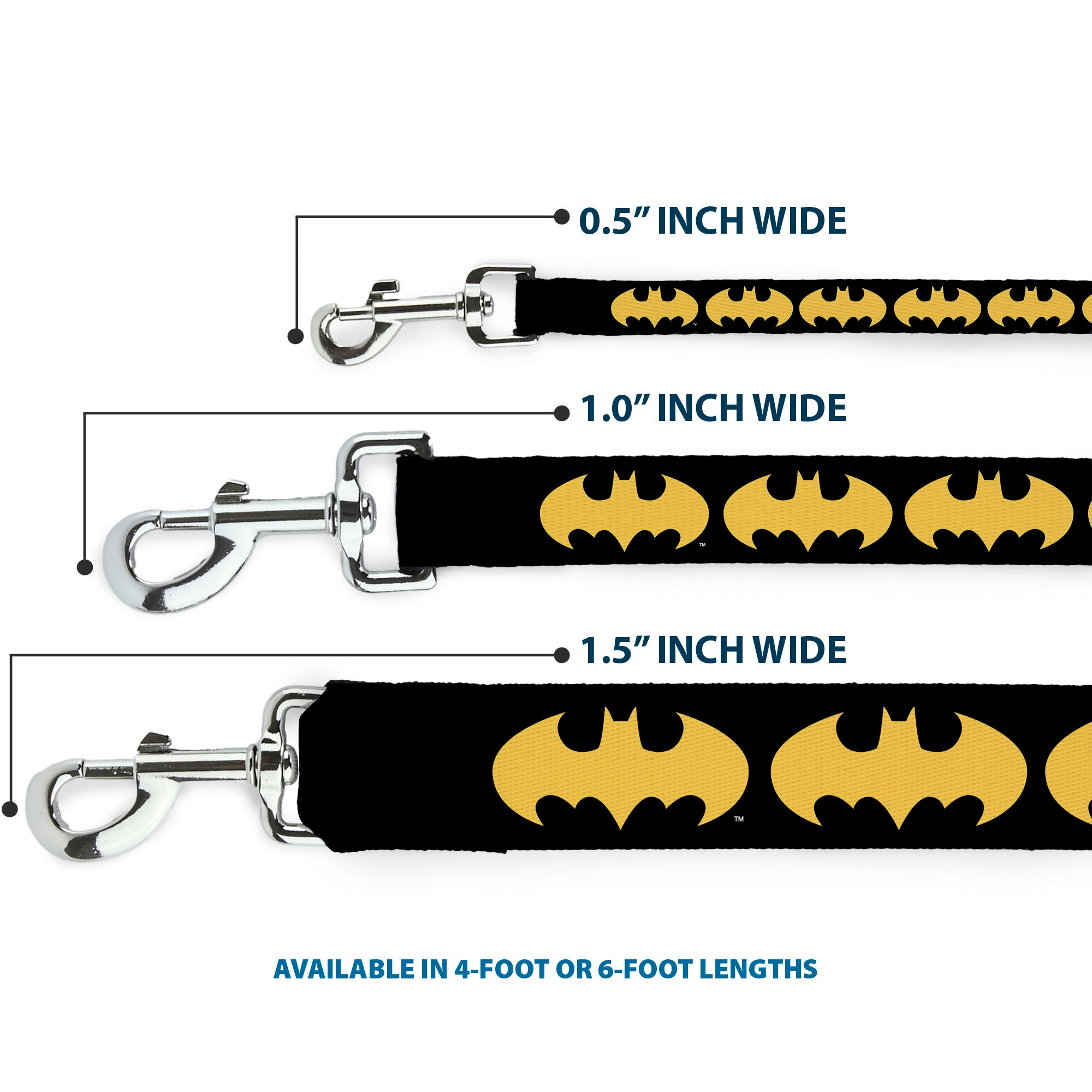 Dog Leash - Bat Signal-1 Black/Yellow Dog Leashes DC Comics