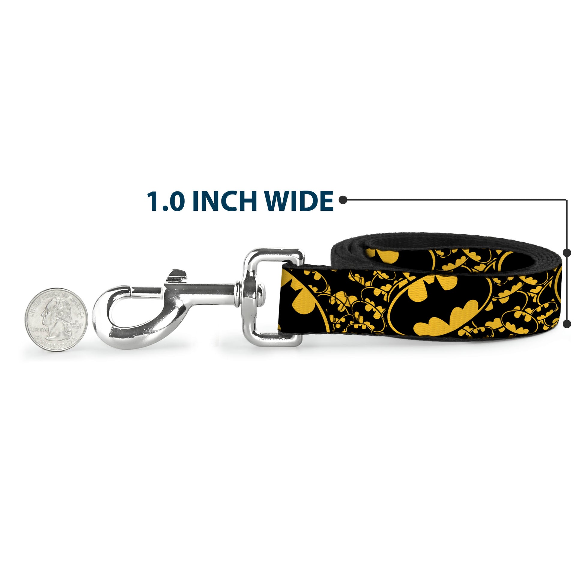 Dog Leash - Bat Signals Stacked w/CLOSE-UP Yellow/Black Dog Leashes DC Comics