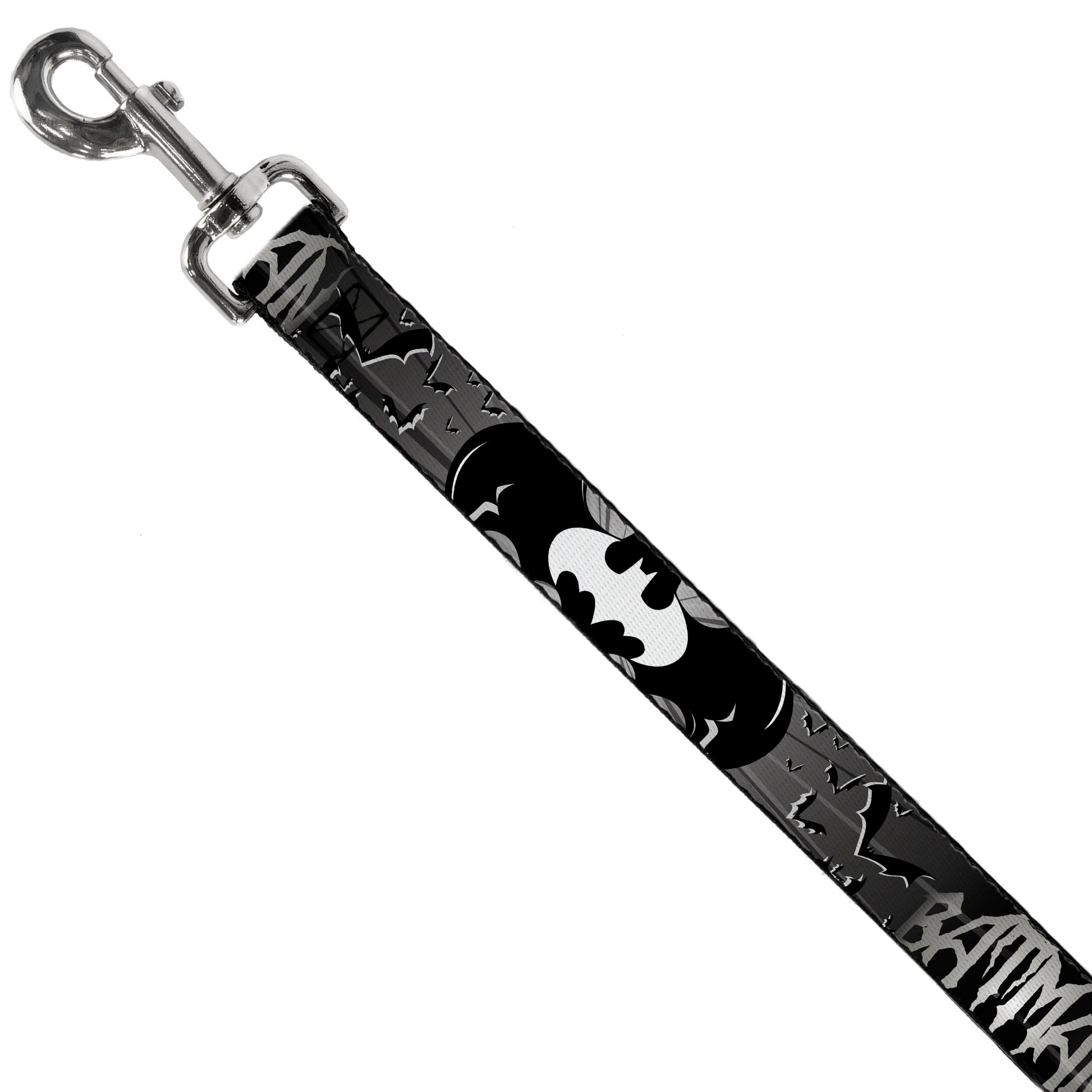 Dog Leash - BATMAN w/Bat Signals & Flying Bats Black/White Dog Leashes DC Comics