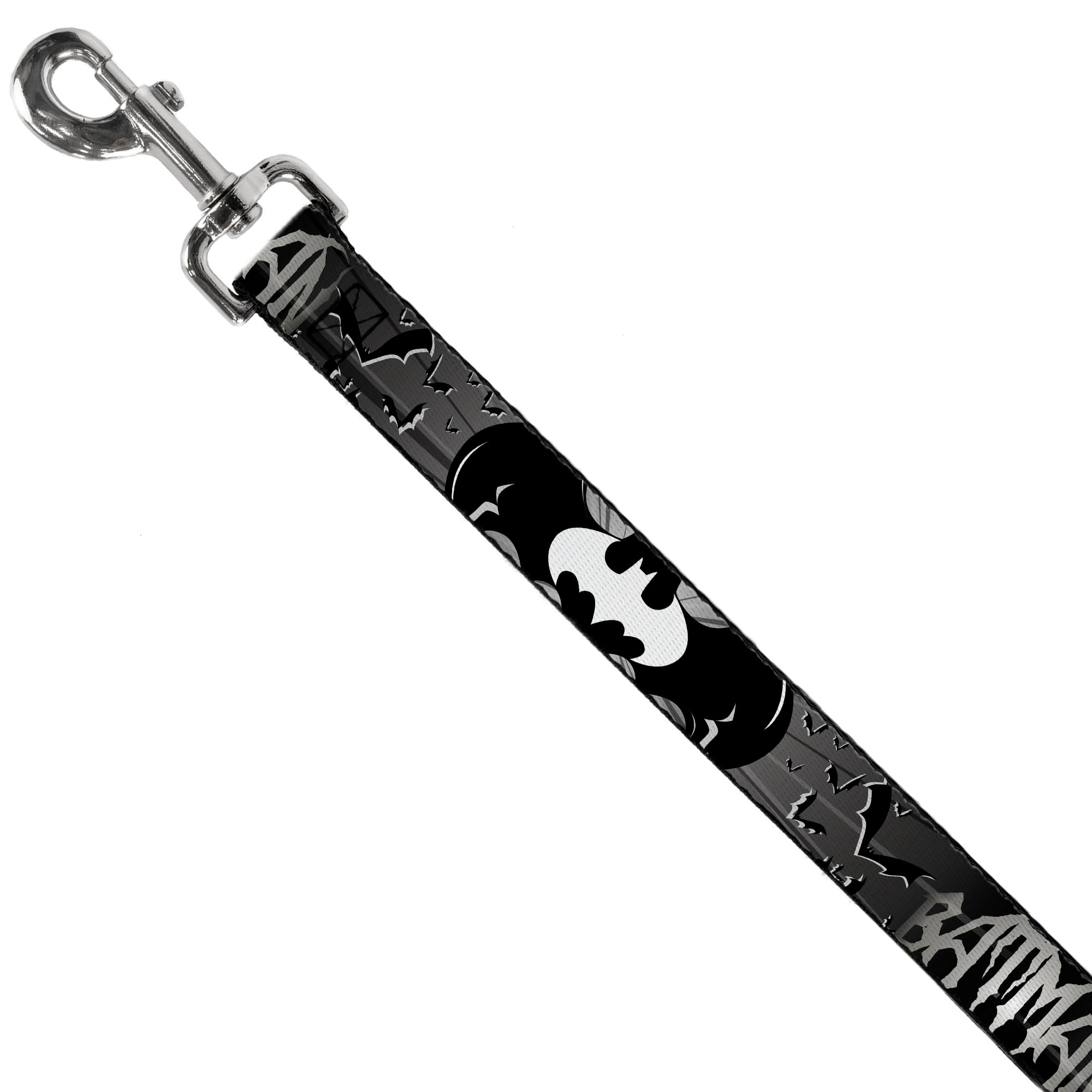 Dog Leash - BATMAN w/Bat Signals & Flying Bats Black/White Dog Leashes DC Comics