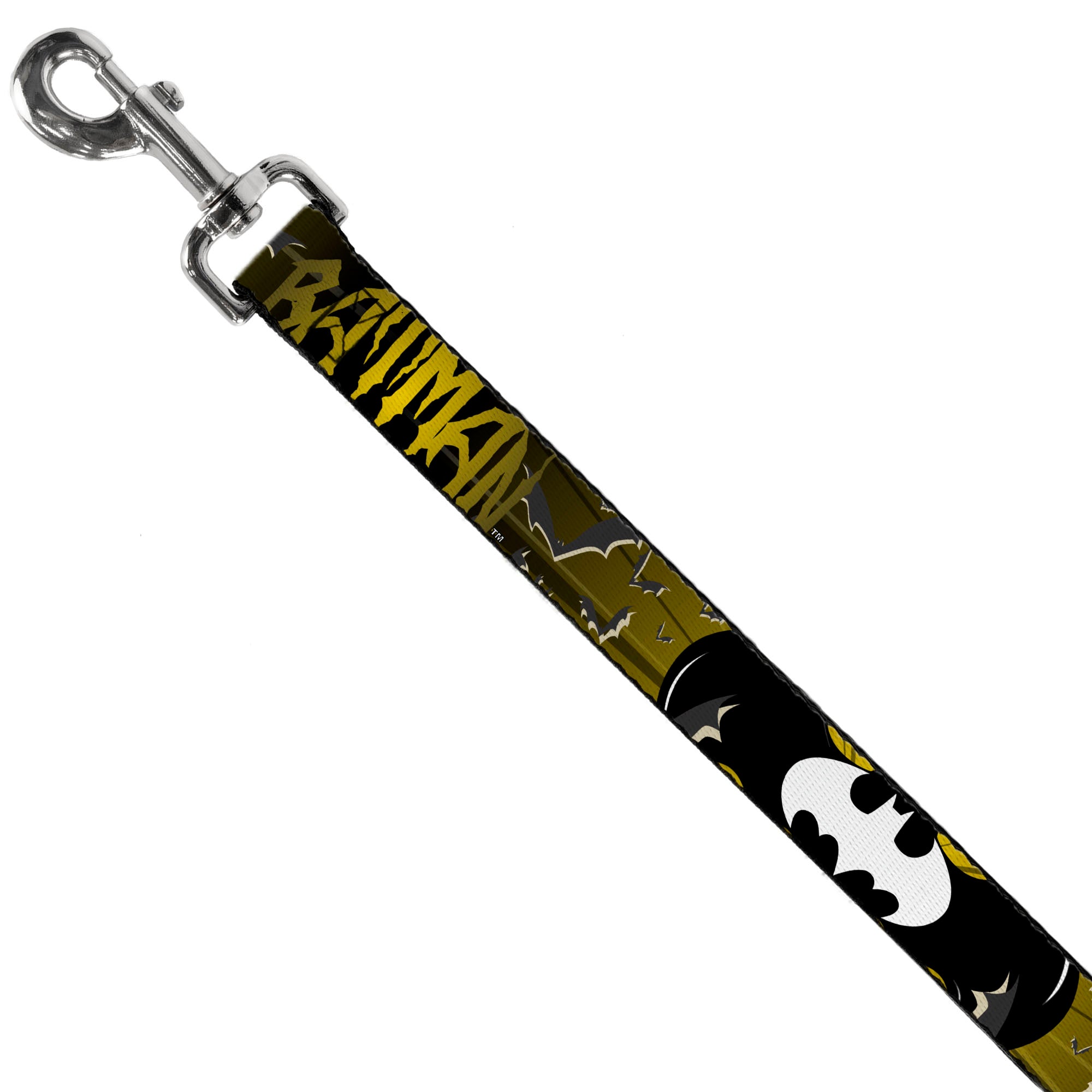 Dog Leash - BATMAN w/Bat Signals & Flying Bats Yellow/Black/White Dog Leashes DC Comics