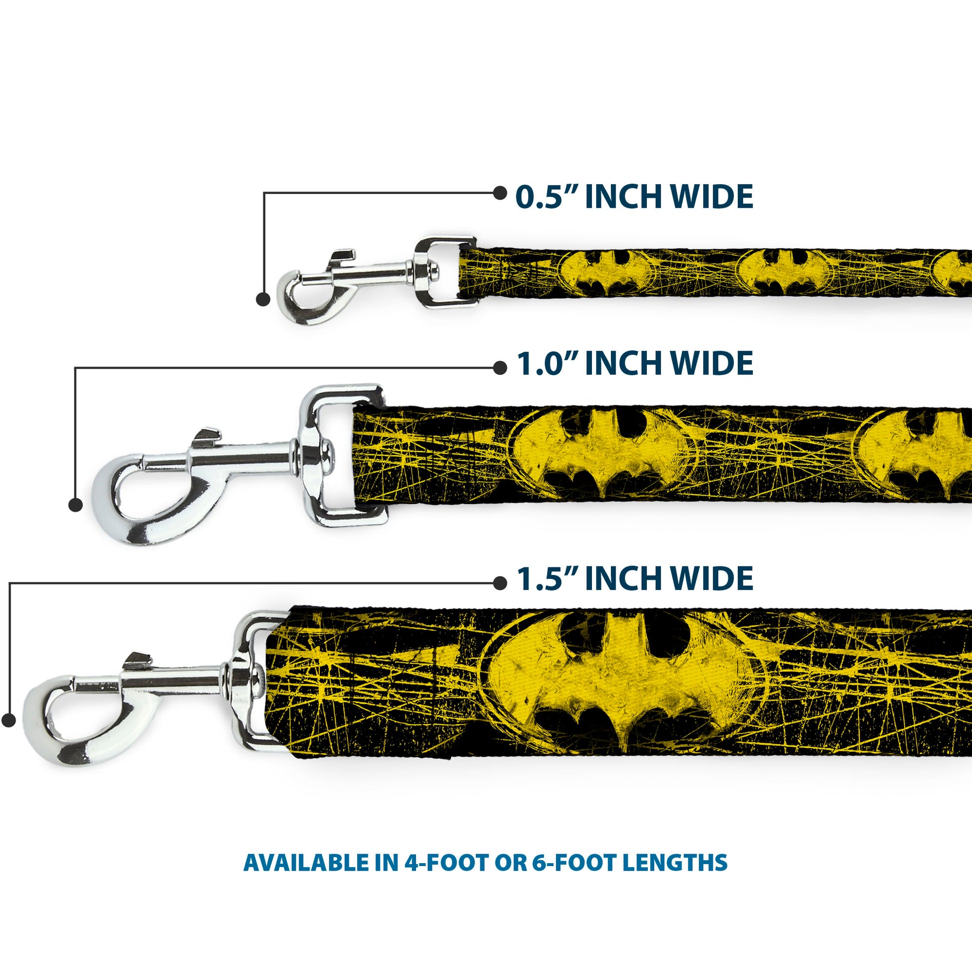 Dog Leash - Batman Shield CLOSE-UP Sketch Black/Yellow Dog Leashes DC Comics
