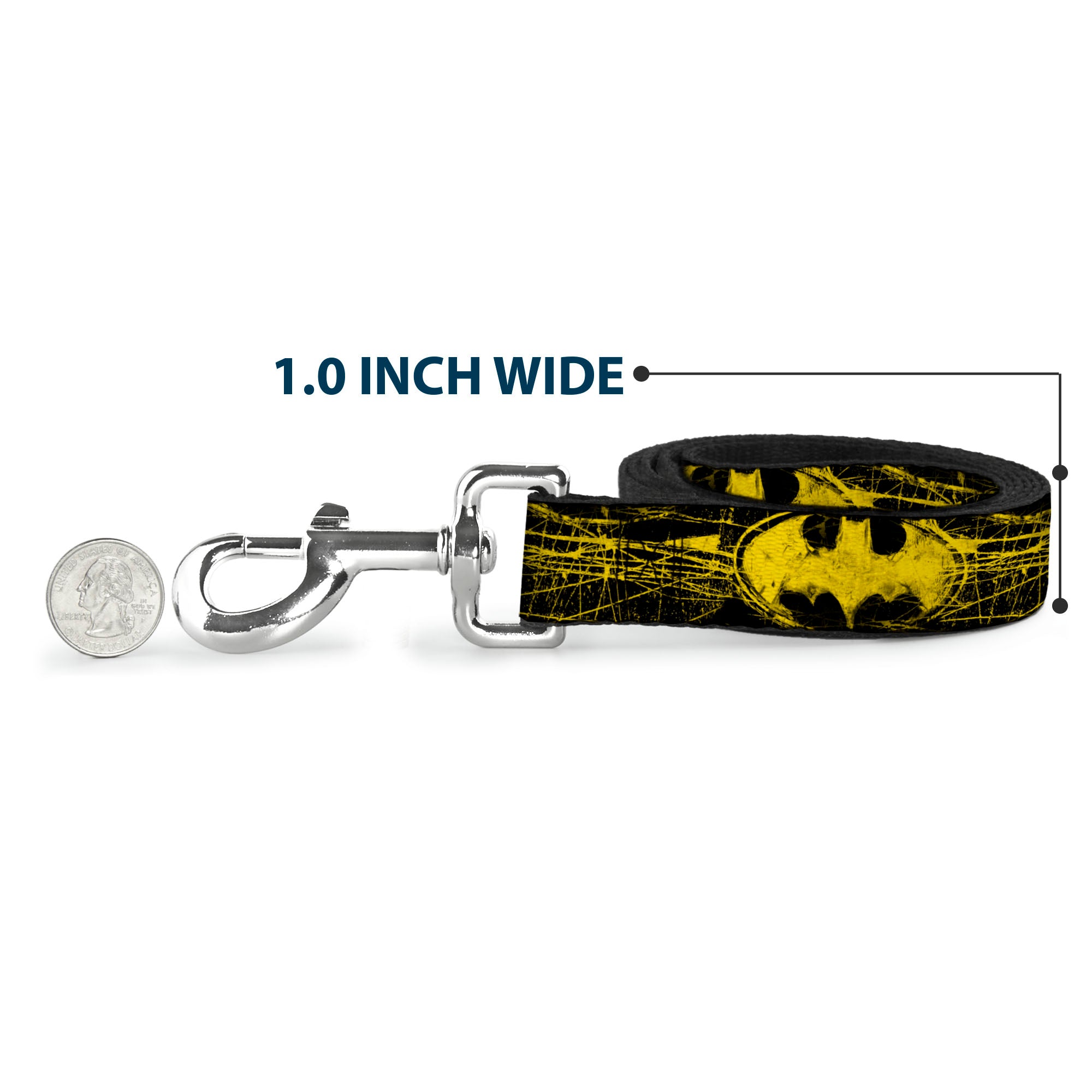 Dog Leash - Batman Shield CLOSE-UP Sketch Black/Yellow Dog Leashes DC Comics