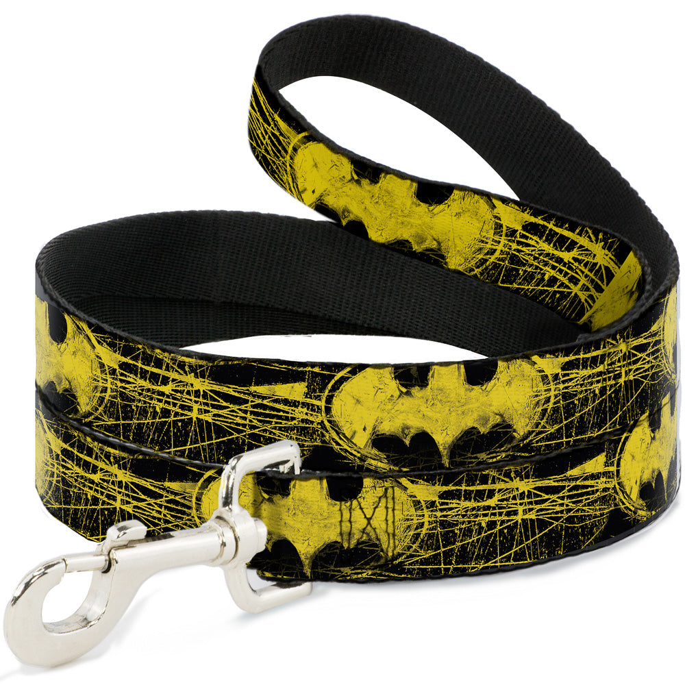 Dog Leash - Batman Shield CLOSE-UP Sketch Black/Yellow Dog Leashes DC Comics
