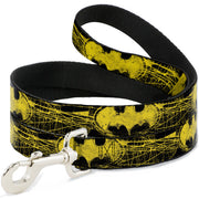 Dog Leash - Batman Shield CLOSE-UP Sketch Black/Yellow Dog Leashes DC Comics