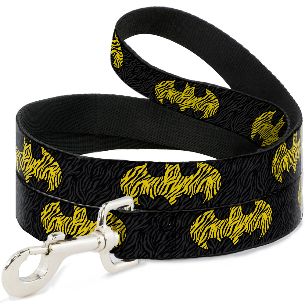 Dog Leash - Zebra Bat Signal Black/Gray/Yellow/Black Dog Leashes DC Comics