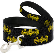 Dog Leash - Zebra Bat Signal Black/Gray/Yellow/Black Dog Leashes DC Comics