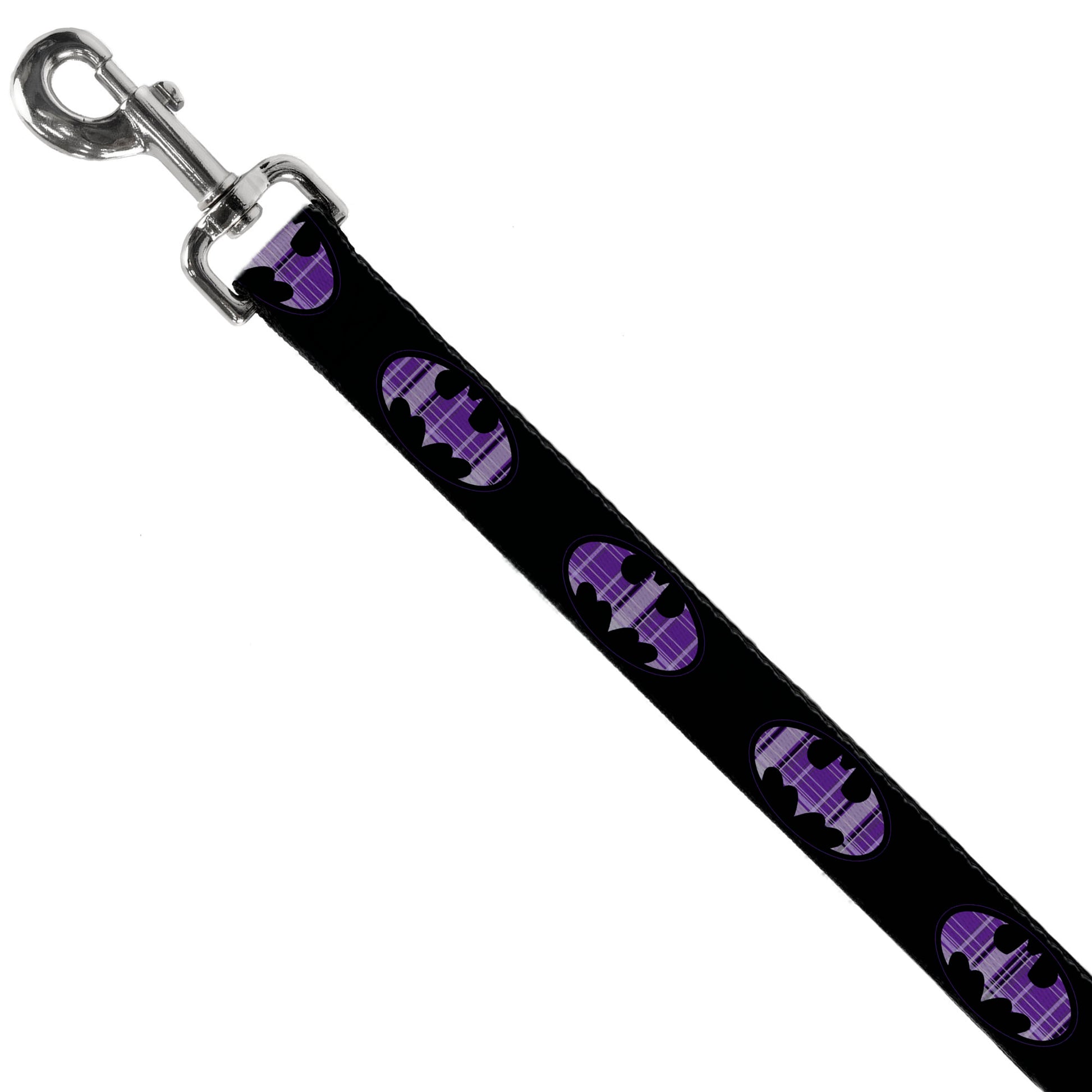 Dog Leash - Batman Signal Black/Purple Plaid Dog Leashes DC Comics