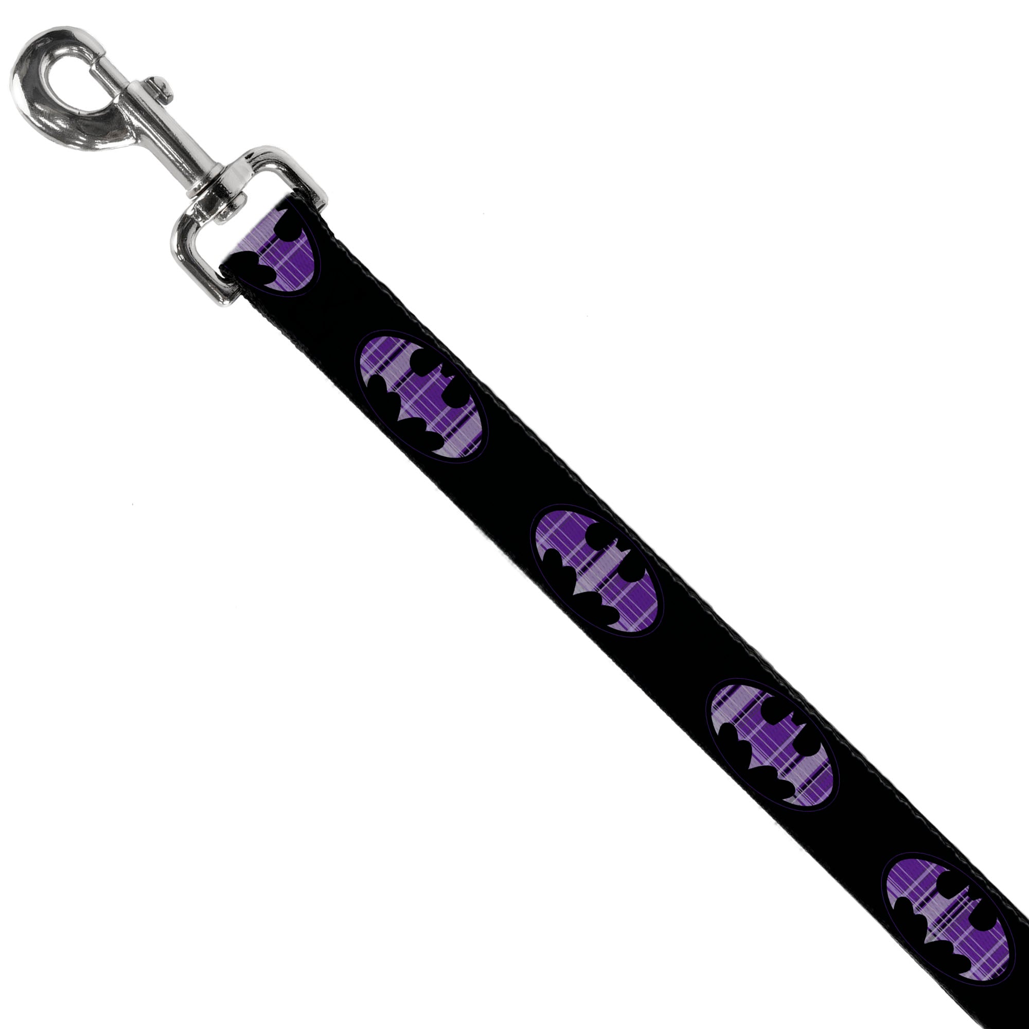 Dog Leash - Batman Signal Black/Purple Plaid Dog Leashes DC Comics