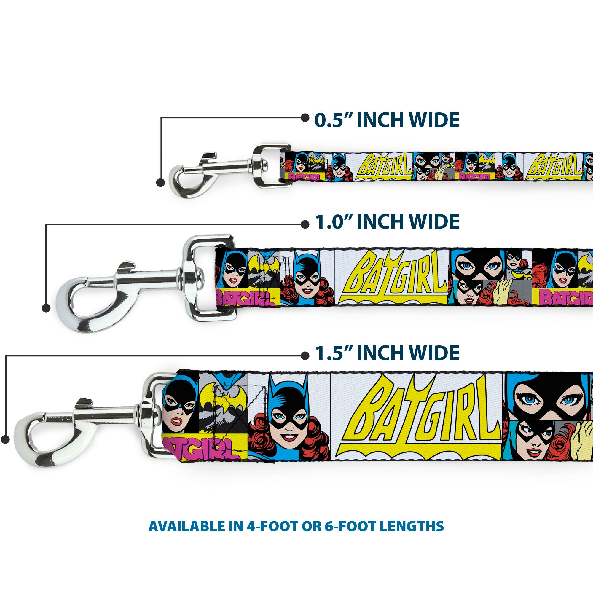 Dog Leash - BATGIRL Panels Yellow/Pink Dog Leashes DC Comics