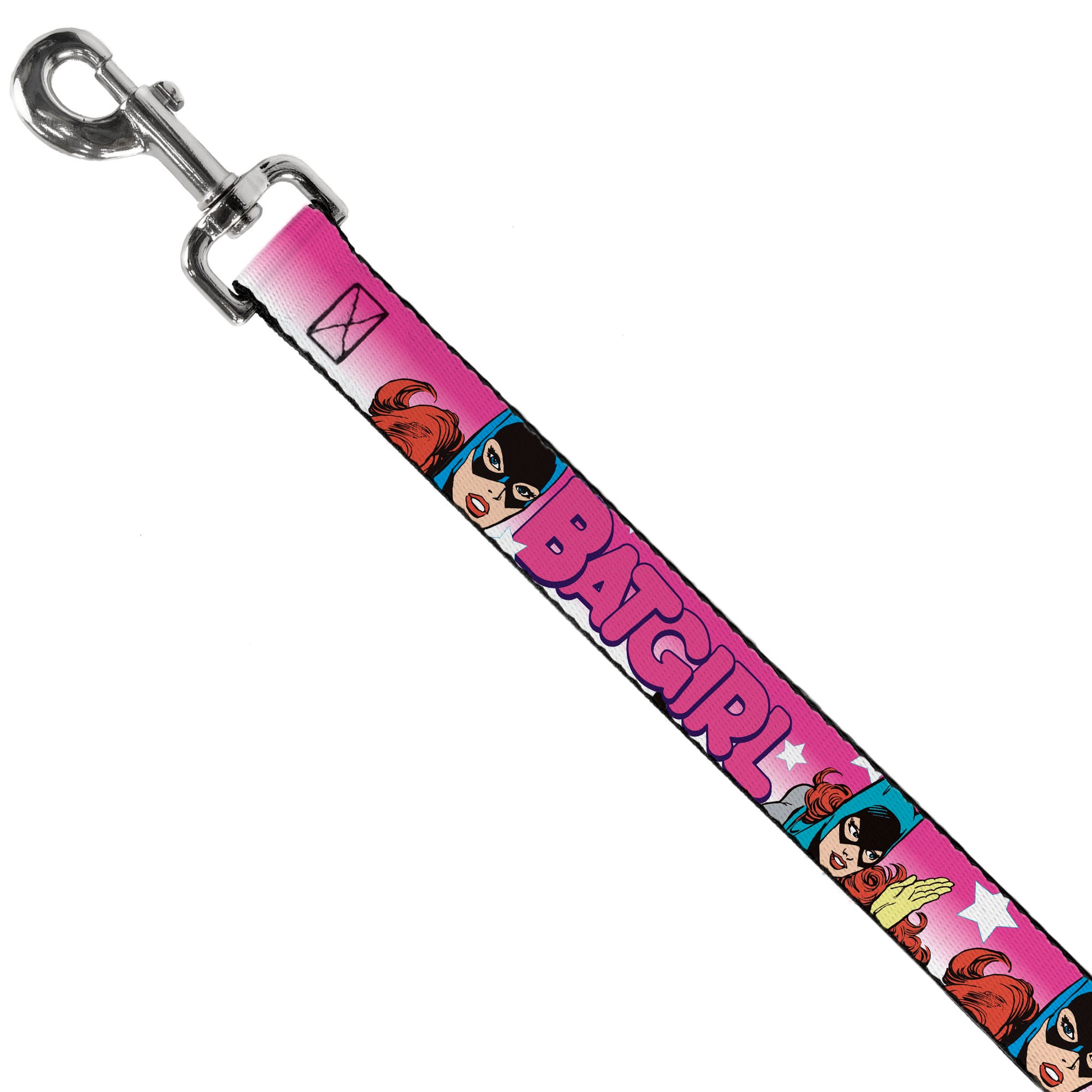 Dog Leash - BATGIRL Bubble Letters w/Stars Pink/White Dog Leashes DC Comics