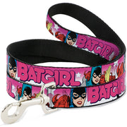 Dog Leash - BATGIRL Bubble Letters w/Stars Pink/White Dog Leashes DC Comics