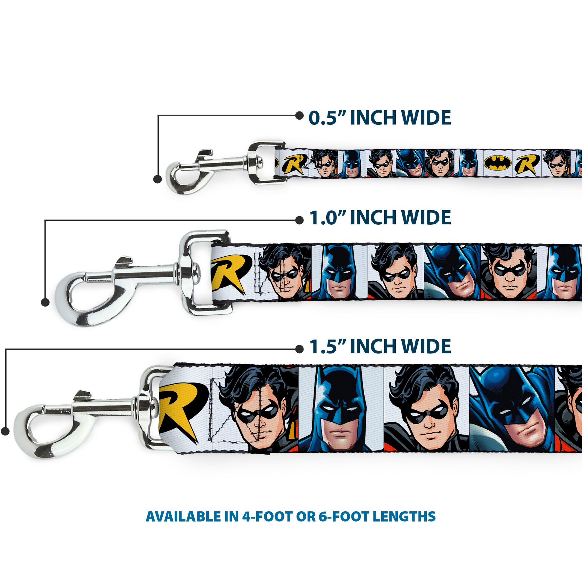 Dog Leash - Batman & Robin Blocks White Dog Leashes DC Comics