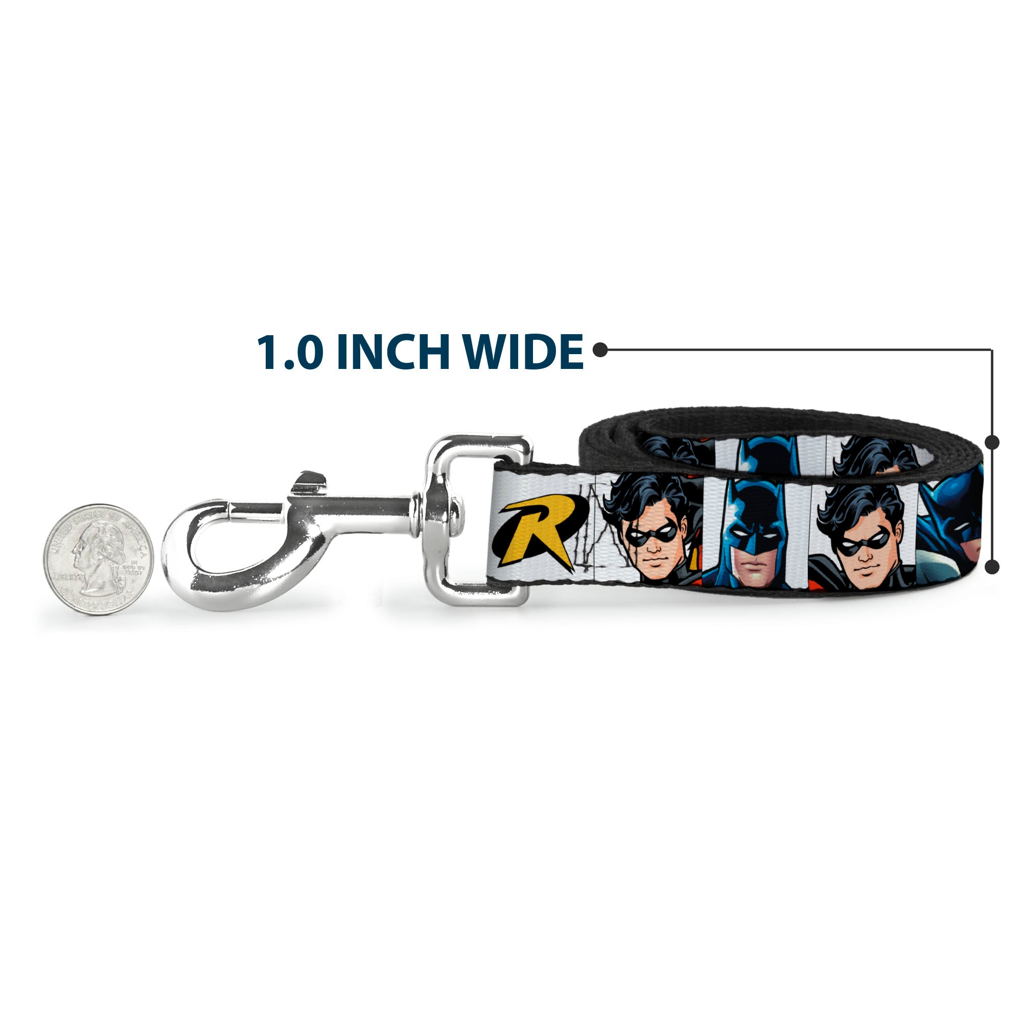 Dog Leash - Batman & Robin Blocks White Dog Leashes DC Comics