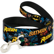 Dog Leash - Batman & Robin in Action w/Text Black Dog Leashes DC Comics