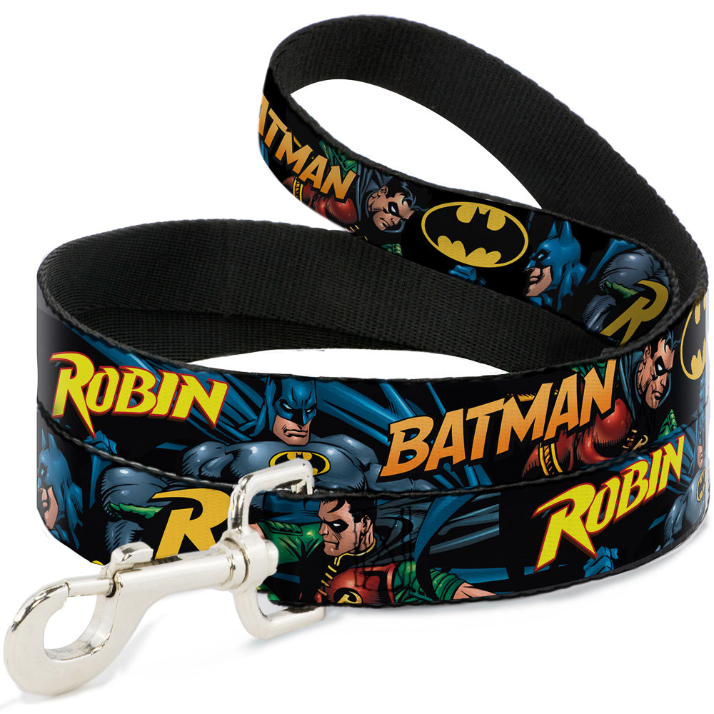 Dog Leash - Batman & Robin in Action w/Text Black Dog Leashes DC Comics