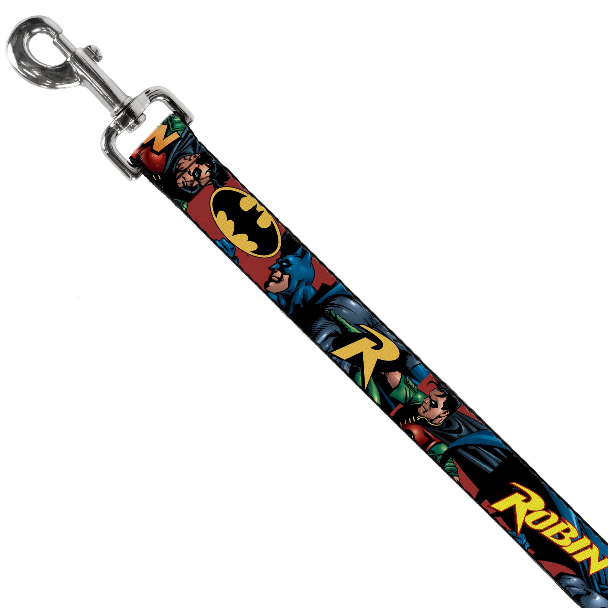 Dog Leash - Batman & Robin in Action w/Text Burgundy Dog Leashes DC Comics