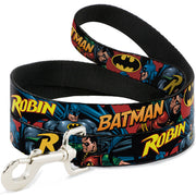 Dog Leash - Batman & Robin in Action w/Text Burgundy Dog Leashes DC Comics