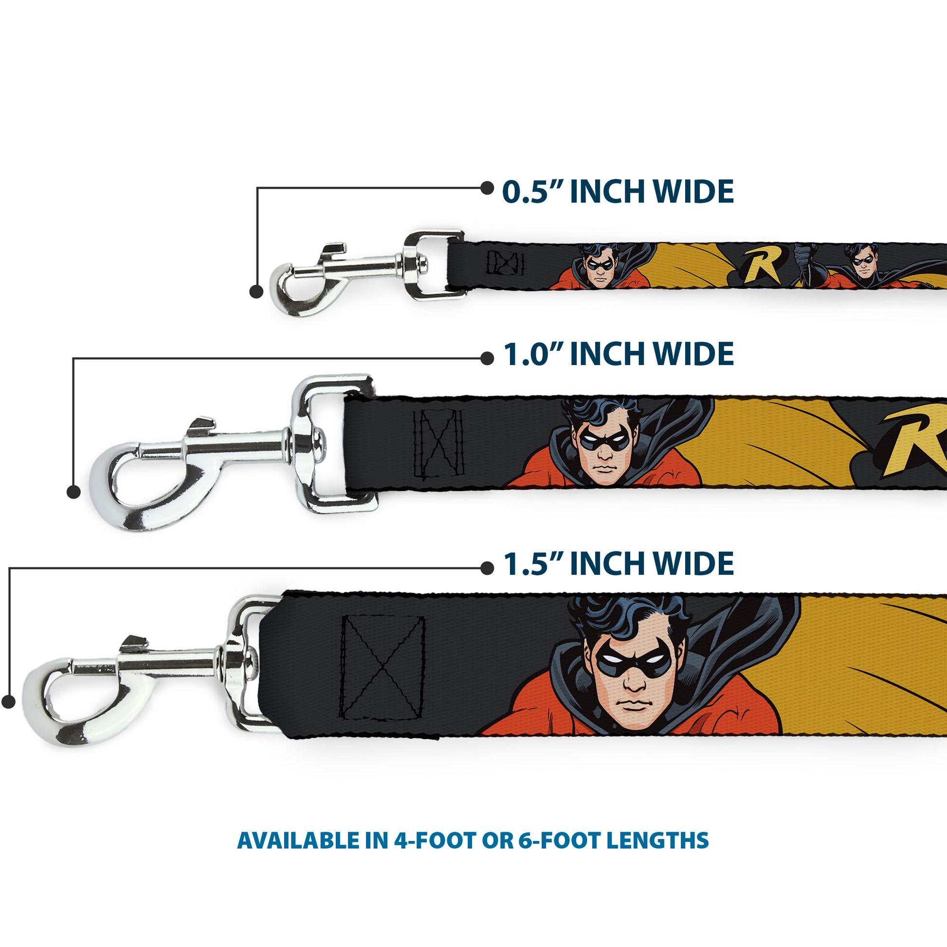 Dog Leash - ROBIN Red/Black Poses Gray Dog Leashes DC Comics