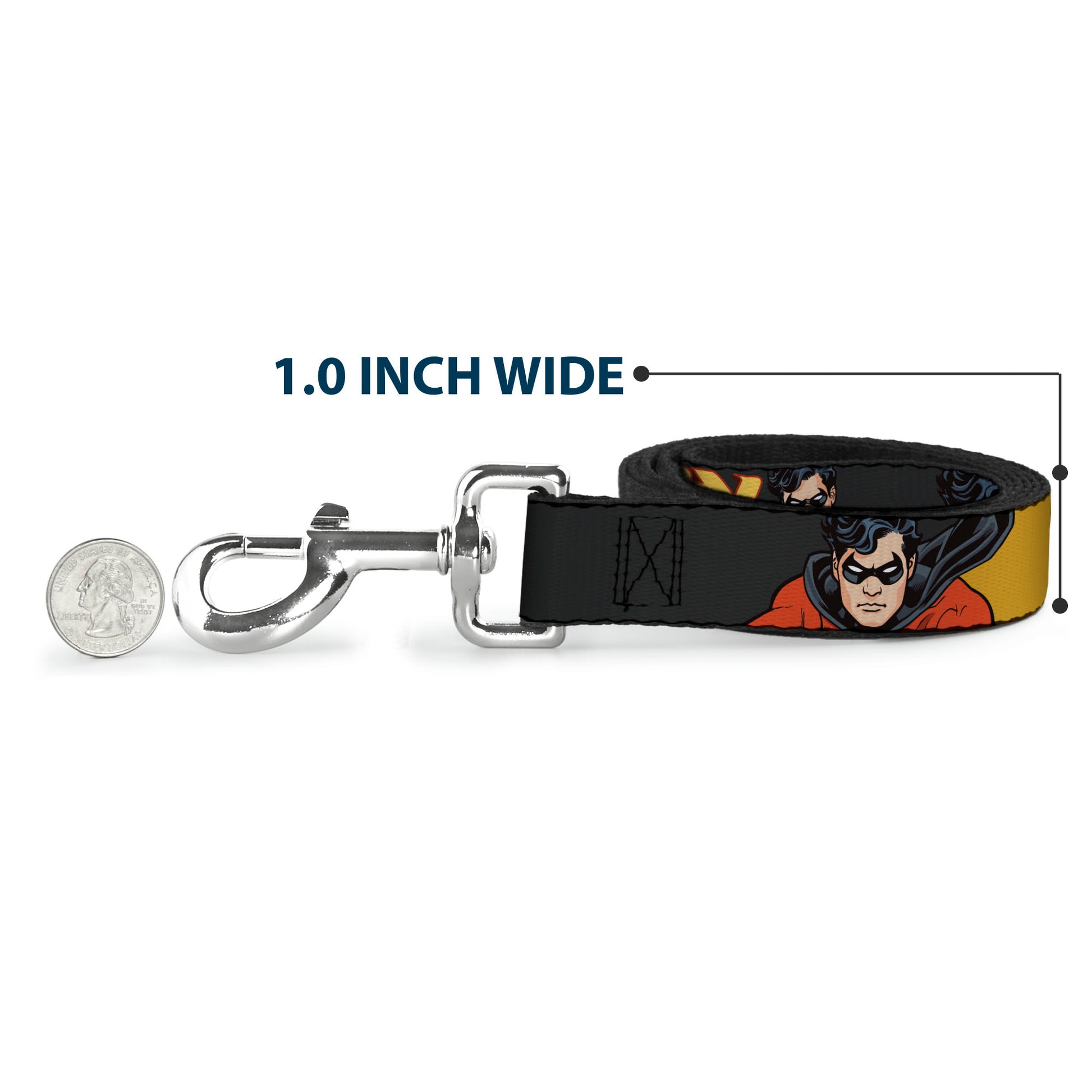 Dog Leash - ROBIN Red/Black Poses Gray Dog Leashes DC Comics