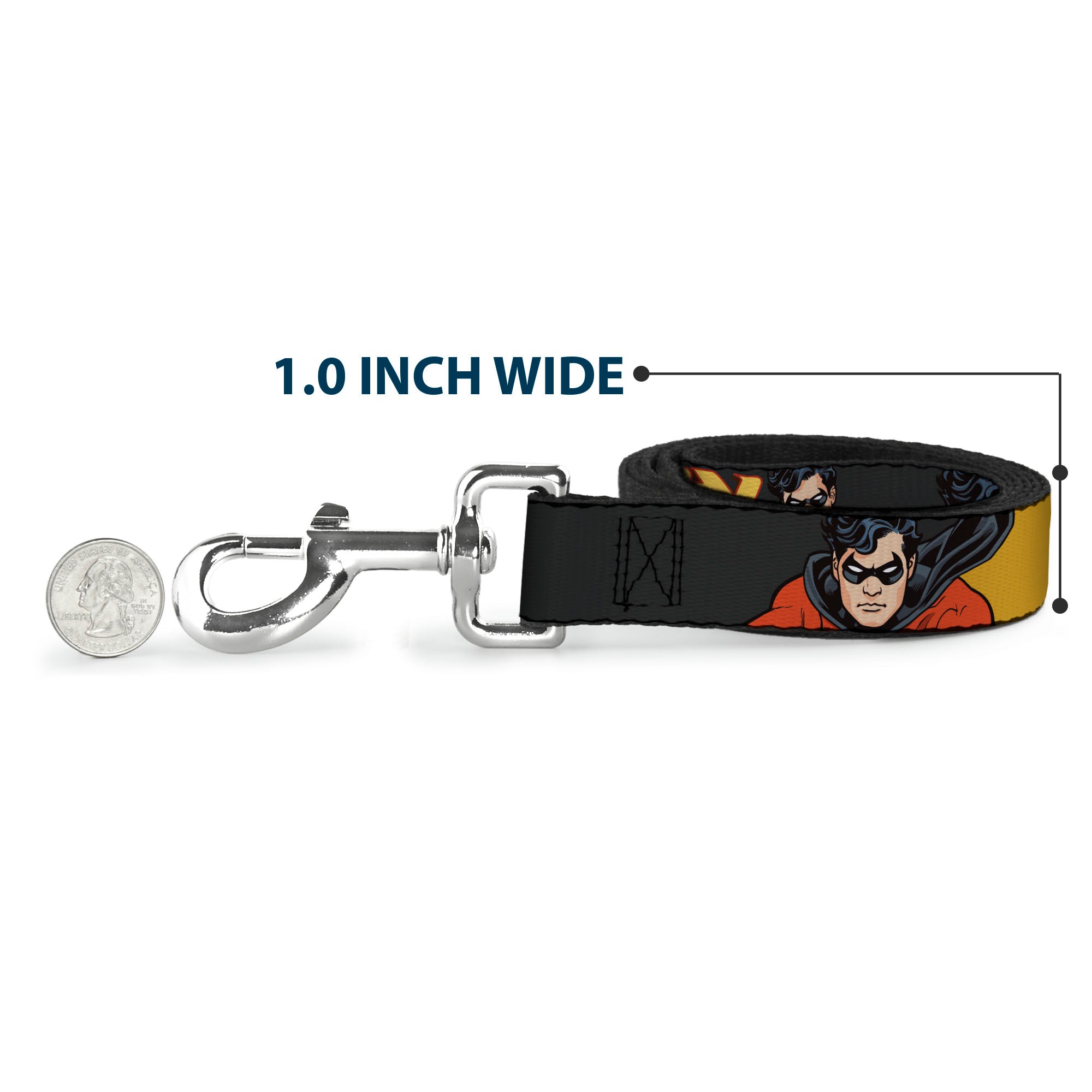 Dog Leash - ROBIN Red/Black Poses Gray Dog Leashes DC Comics