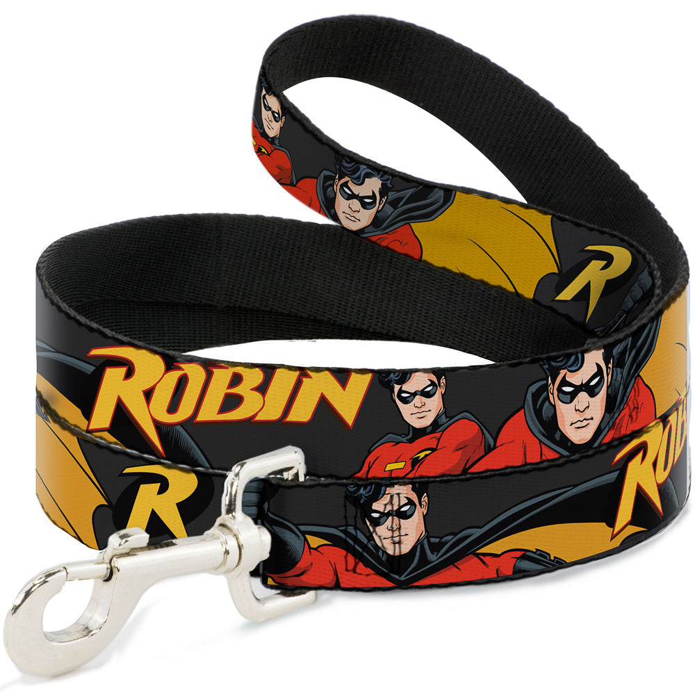 Dog Leash - ROBIN Red/Black Poses Gray Dog Leashes DC Comics