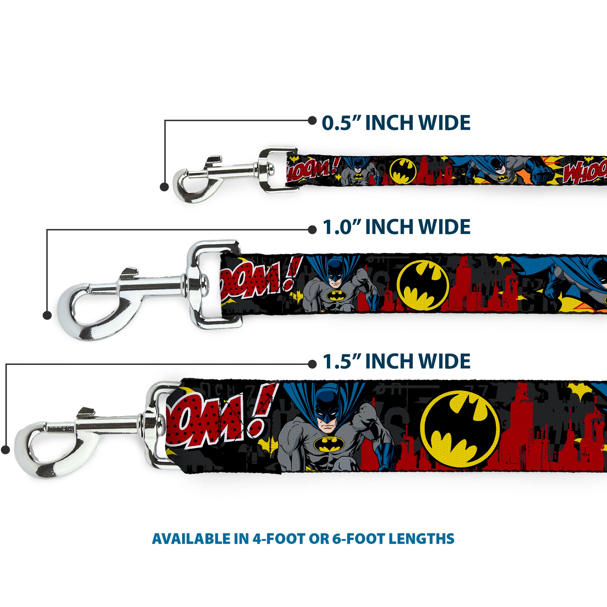 Dog Leash - Batman in Action WHOOM! Red Skyline Dog Leashes DC Comics