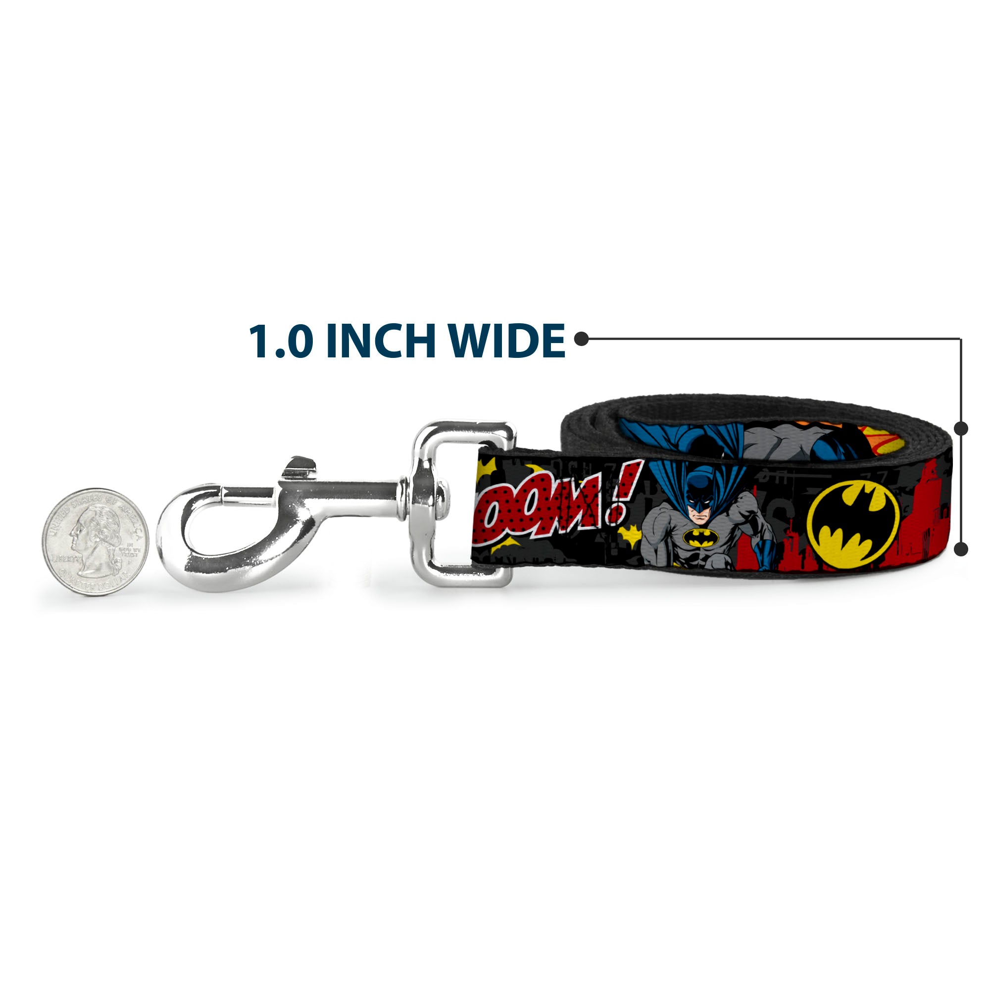 Dog Leash - Batman in Action WHOOM! Red Skyline Dog Leashes DC Comics