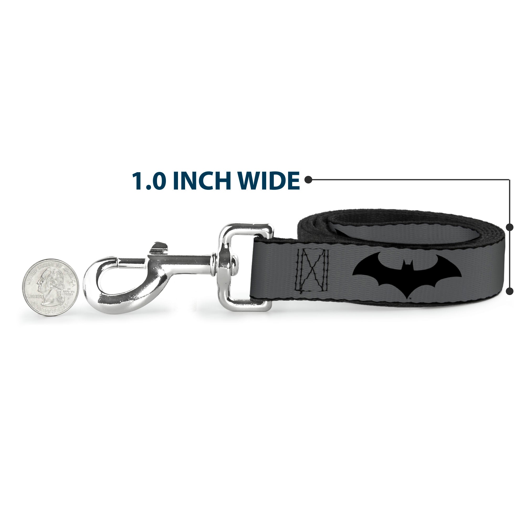 Dog Leash - Retro Bat Logo Gray/Black Dog Leashes DC Comics