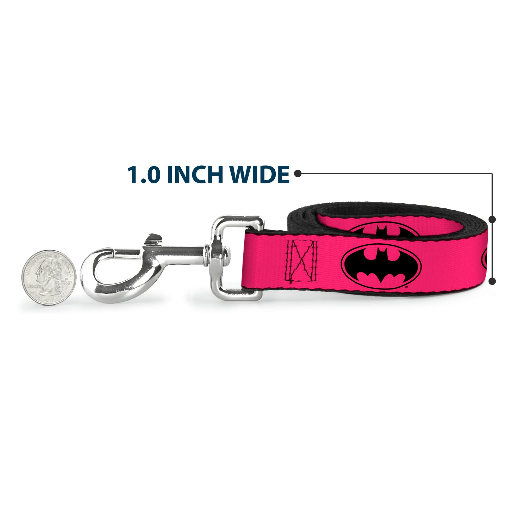 Dog Leash - Bat Signal-3 Fuchsia/Black/Fuchsia Dog Leashes DC Comics