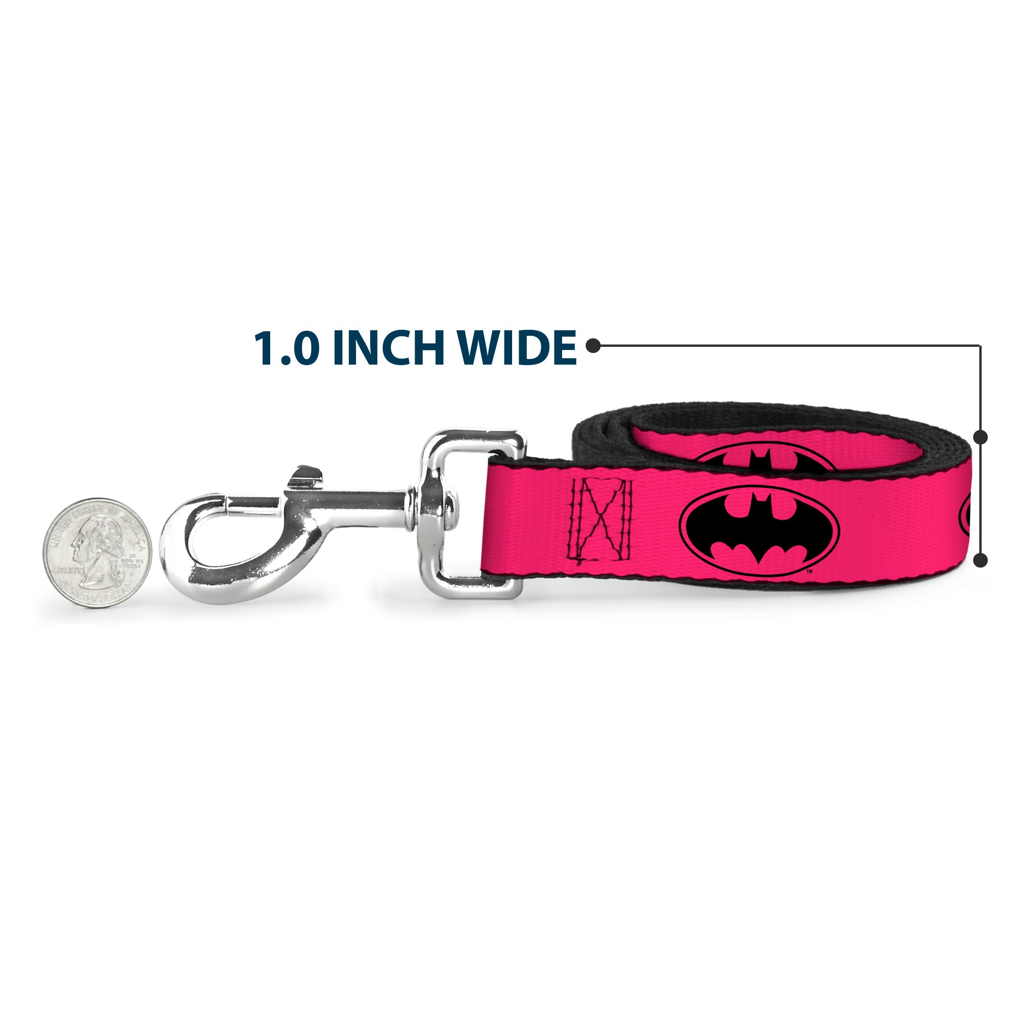 Dog Leash - Bat Signal-3 Fuchsia/Black/Fuchsia Dog Leashes DC Comics