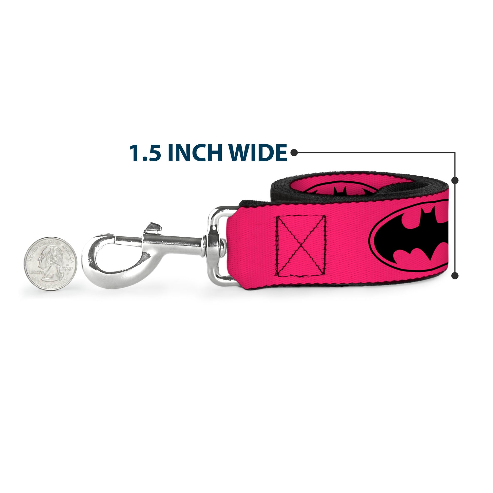 Dog Leash - Bat Signal-3 Fuchsia/Black/Fuchsia Dog Leashes DC Comics