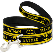 Dog Leash - BATMAN/Logo Stripe Yellow/Black Dog Leashes DC Comics