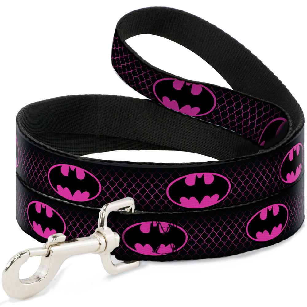 Dog Leash - Batman Shield/Chainlink Black/Hot Pink Dog Leashes DC Comics