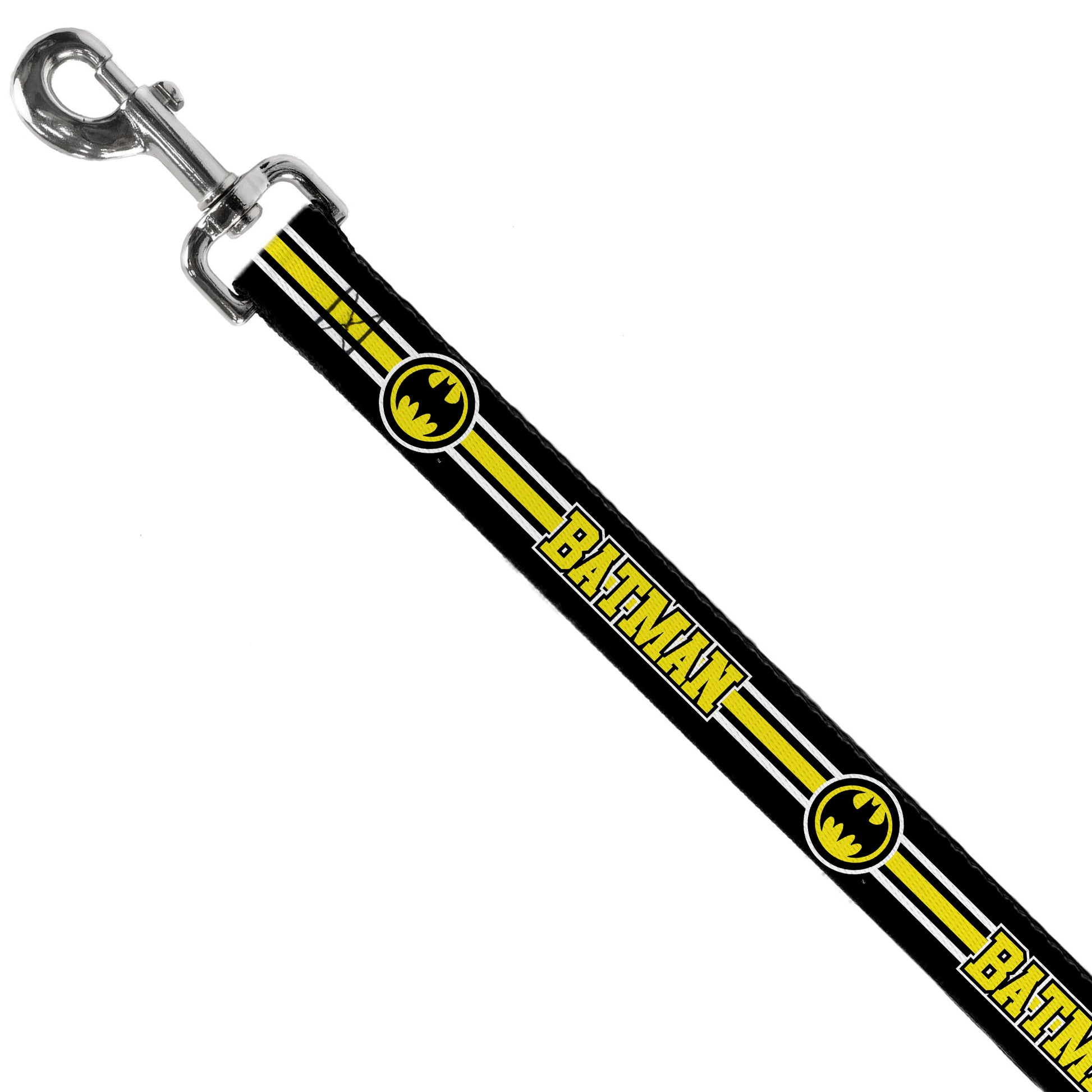 Dog Leash - BATMAN/Bat Signal Triple Stripe Black/White/Yellow Dog Leashes DC Comics