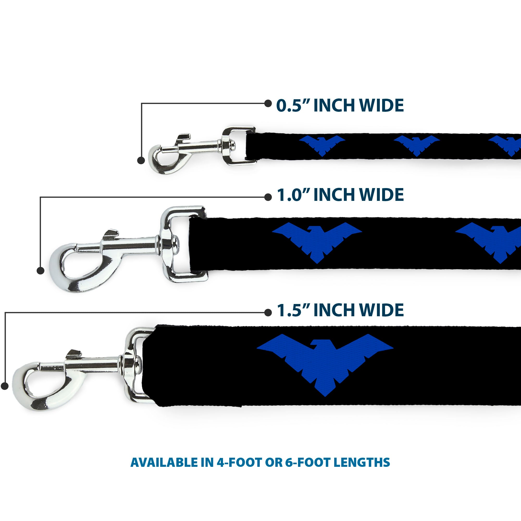 Dog Leash - Nightwing Logo Black/Blue Dog Leashes DC Comics