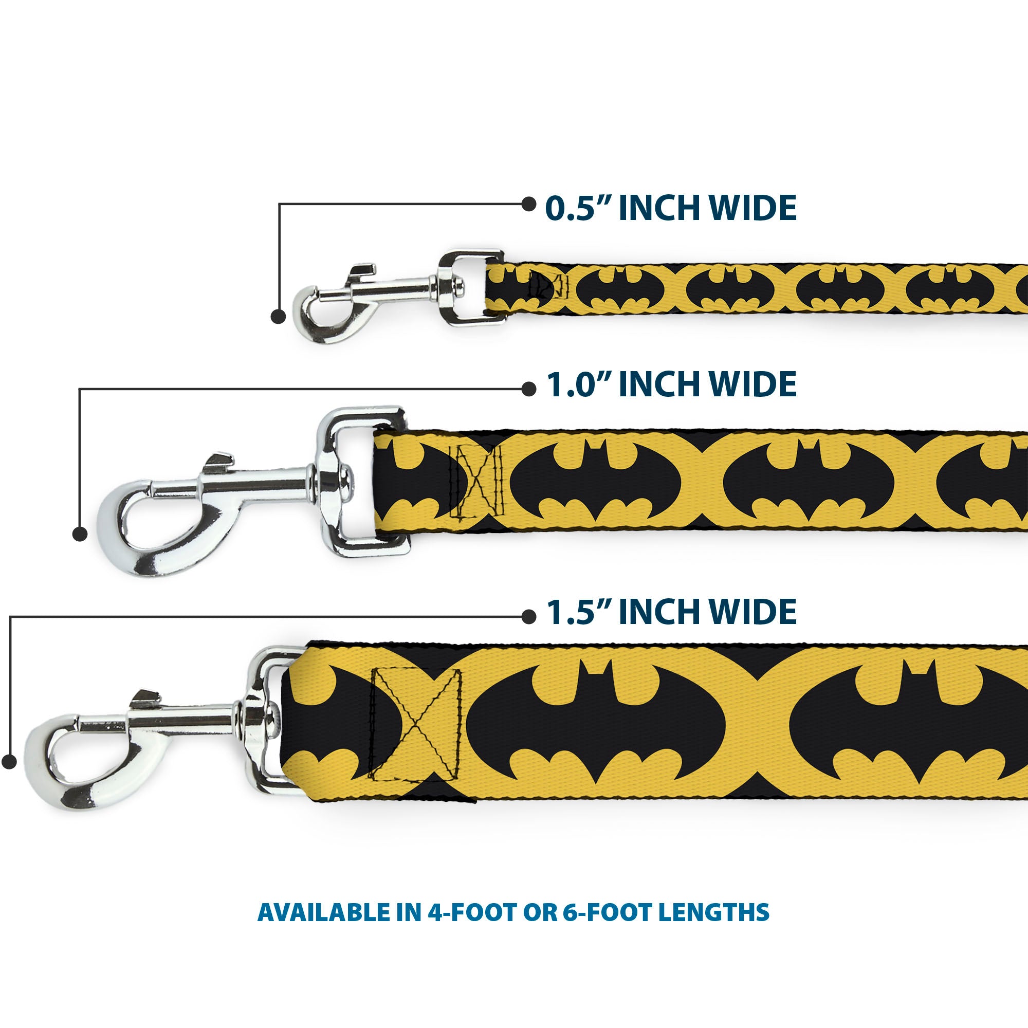 Dog Leash - Bat Signal-5 Black/Yellow/Black Dog Leashes DC Comics