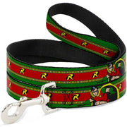 Dog Leash - Robin Action Pose/"R" Logo Stripe Green/Yellow/Red/Black Dog Leashes DC Comics