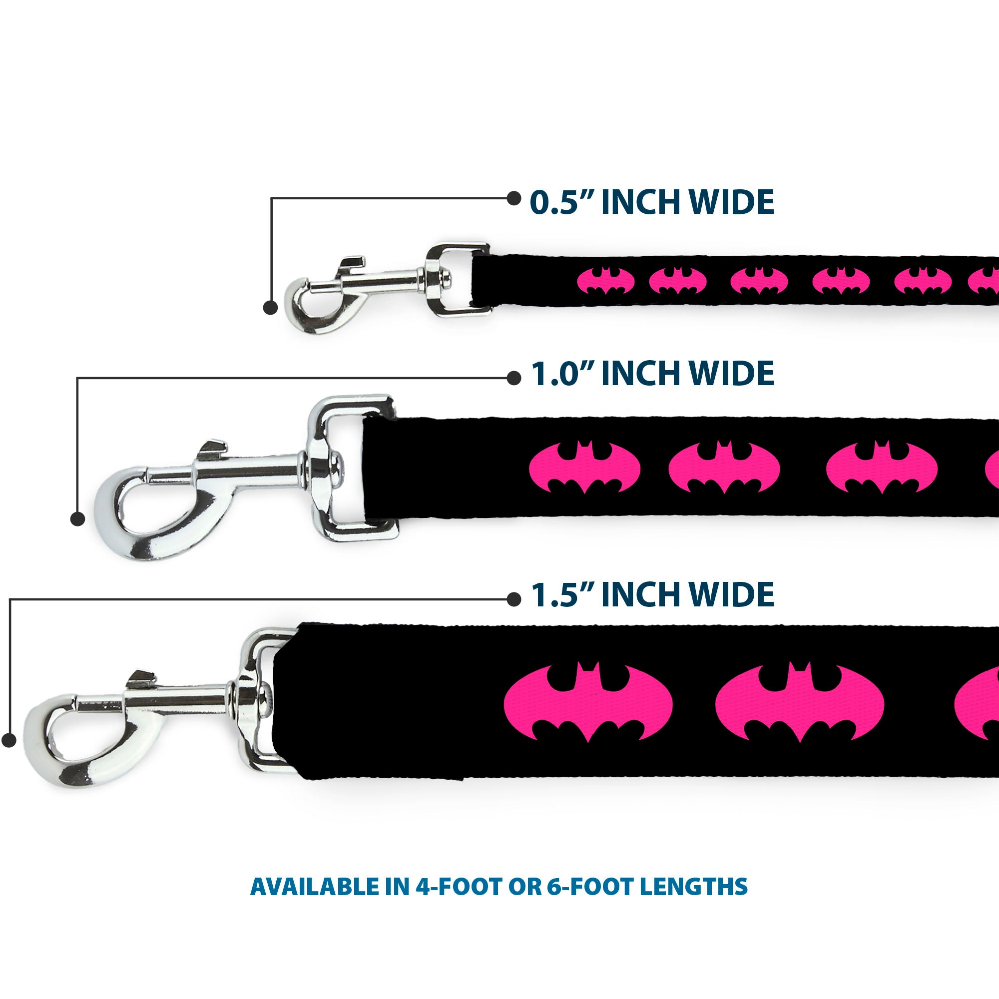 Dog Leash - Batman Signal Black/Fuchsia Dog Leashes DC Comics