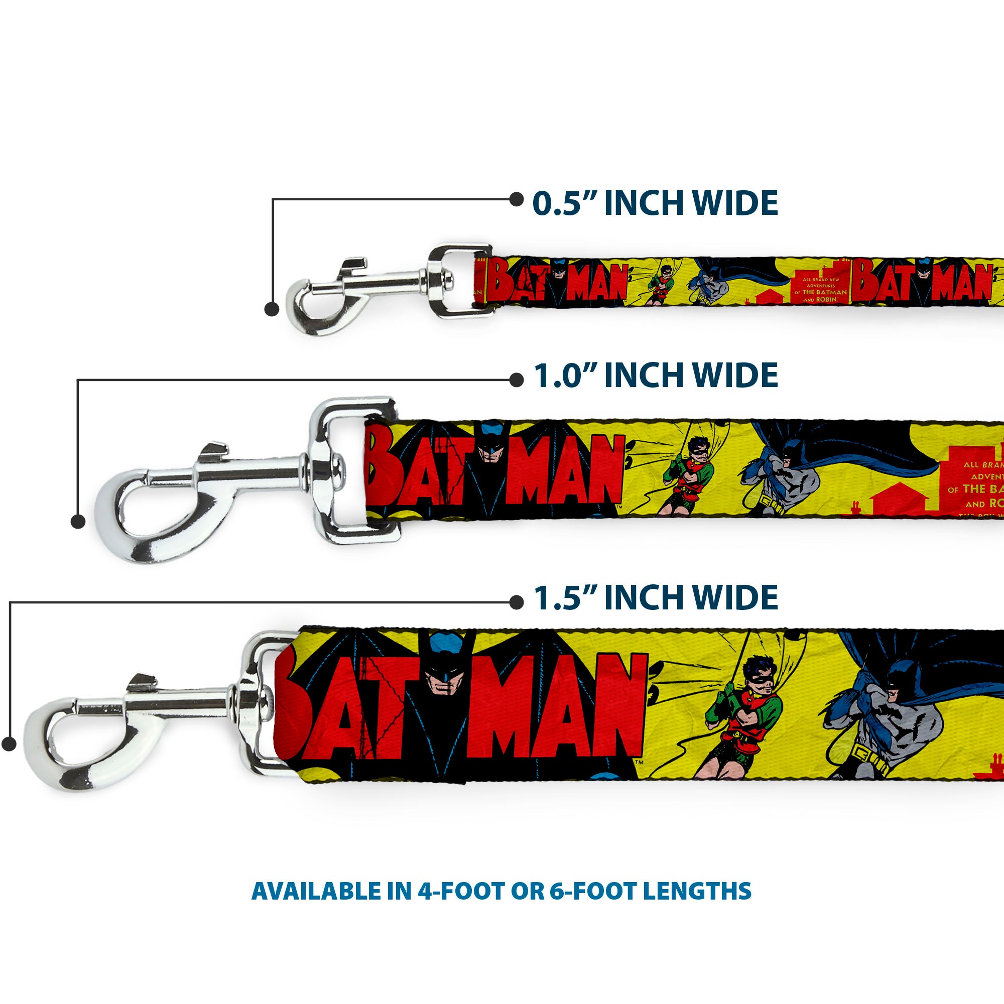 Dog Leash - Classic BATMAN Issue #1 Robin & Batman Cover Pose Yellow/Red Dog Leashes DC Comics
