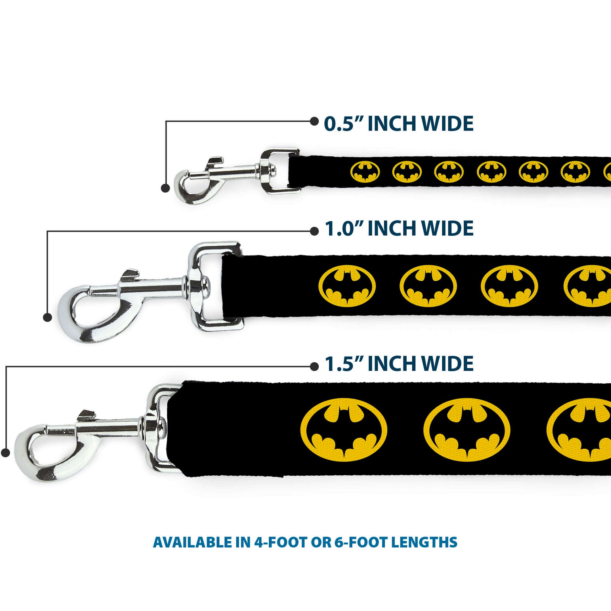 Dog Leash - Batman 1989 Logo Black/Yellow Dog Leashes DC Comics