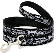 Dog Leash - Batman Gotham City Graffiti Collage Black/White Dog Leashes DC Comics